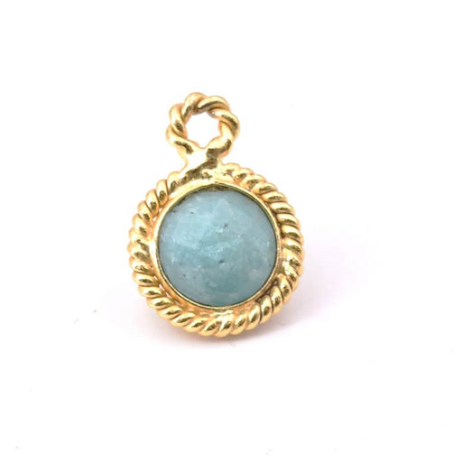 Buy Round Pendant Faceted Amazonite gold flash - 12mm (1)