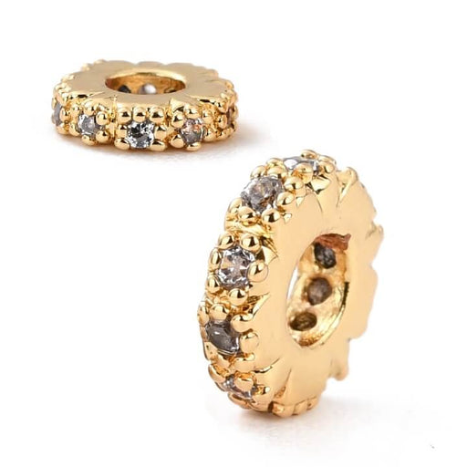 Buy Heishi Rondelle Beads with Zircon Golden Brass Quality - 6x1.5mm (1)