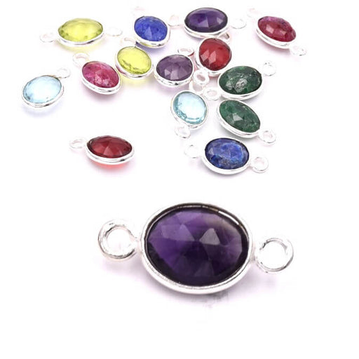 Buy Oval Connector Amethyst 925 Sterling Silver - 9x7mm (1)
