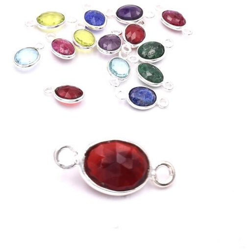 Oval Connector Garnet 925 Sterling Silver - 9x7mm (1)