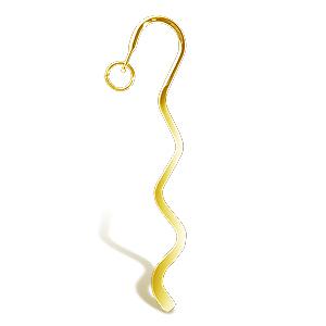 Mini squiggle bookmark with ring metal gold finish 85mm
