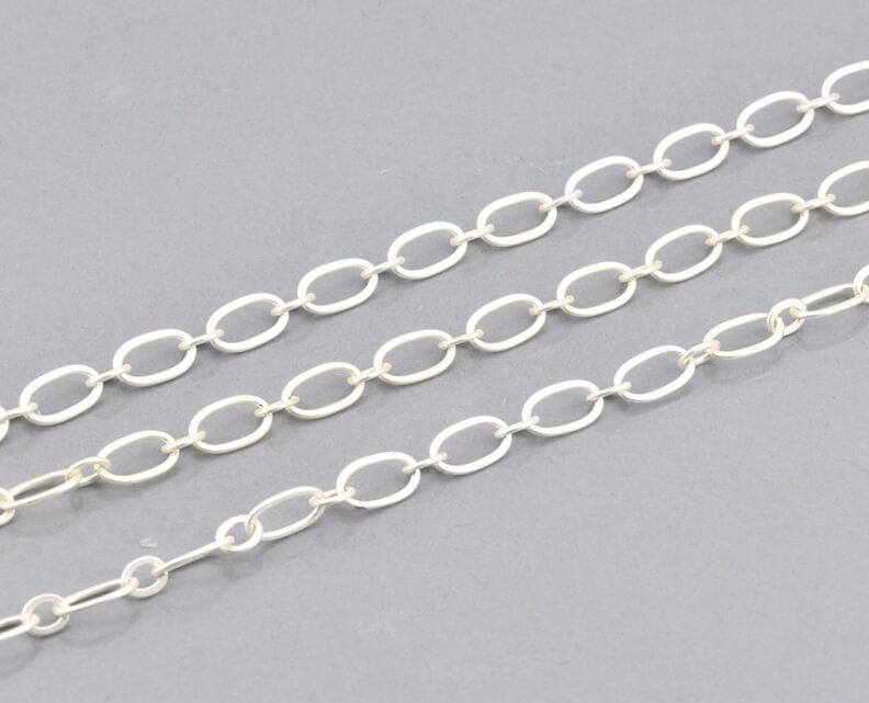 Fancy Chain matte silver oval 8x5mm (50cm)