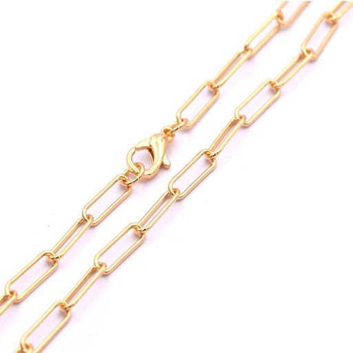 Paperclip chain Gold brass necklace quality 12x3.5mm - 46cm (1)
