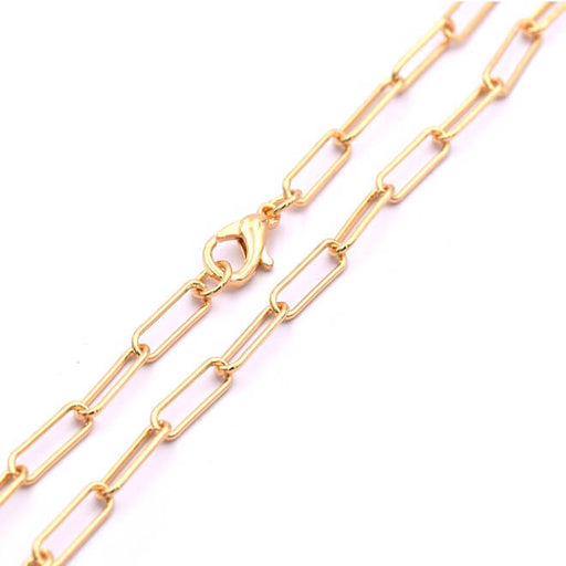 Buy Paperclip chain Gold brass necklace quality 12x3.5mm - 46cm (1)