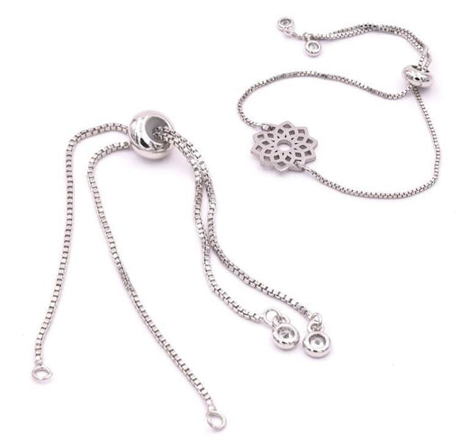 Buy Adjustable square link chain for bracelet - quality platinum plated 12cm x2 (1)