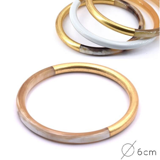 Buy Horn Natural Bangle Bracelet Gold Leaf 60mm - Thickness: 6mm (1)