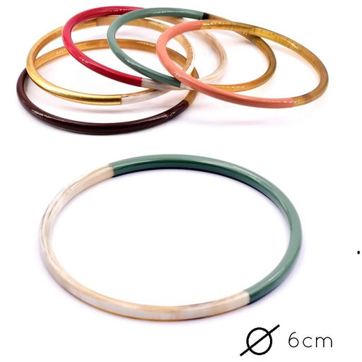 Buy Horn Natural Bangle Bracelet lacquered Green - 60mm - Thickness: 3mm (1)