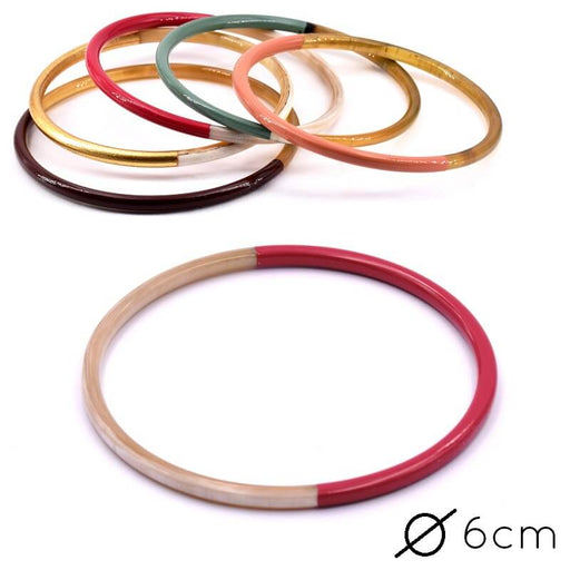 Horn Natural Bangle Bracelet lacquered Viva Magenta Red - 60mm - Thickness: 3mm (1)