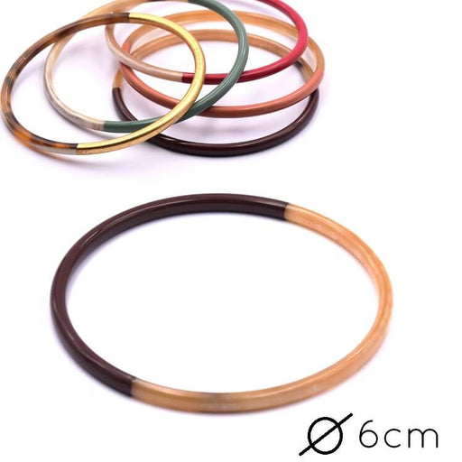 Buy Horn Natural Bangle Bracelet lacquered Purple Brown- 60mm - Thickness: 3mm (1)