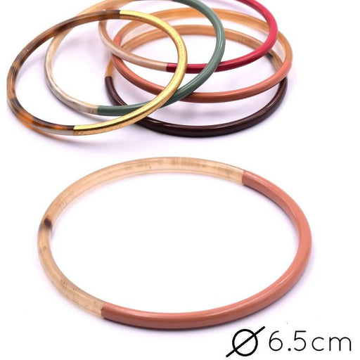 Buy Horn Natural Bangle Bracelet lacquered Orange Pink - 65mm - Thickness: 3mm (1)