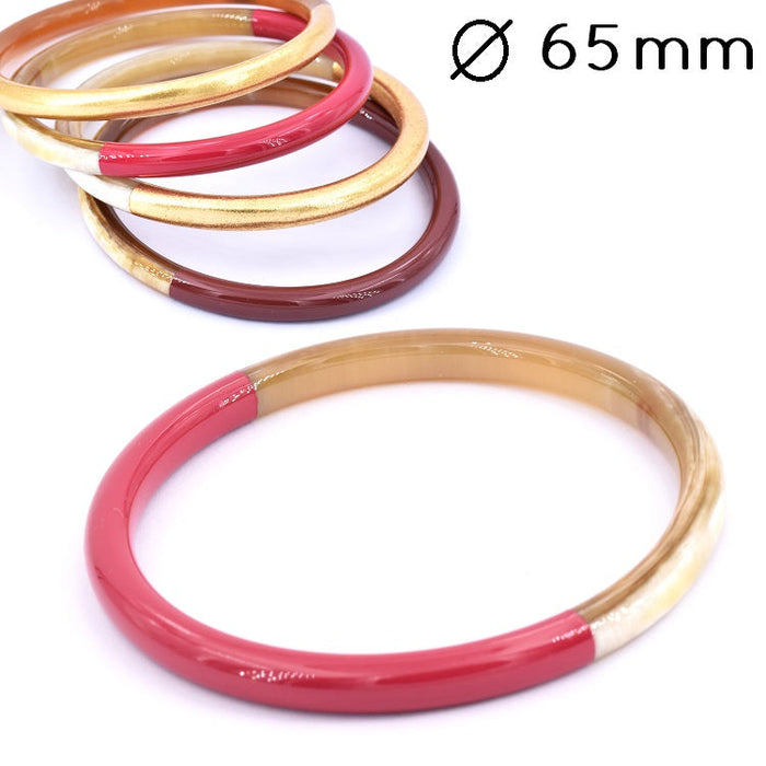 Horn bangle bracelet Viva Magenta lacquered - 65mm - Thickness: 6mm (1)