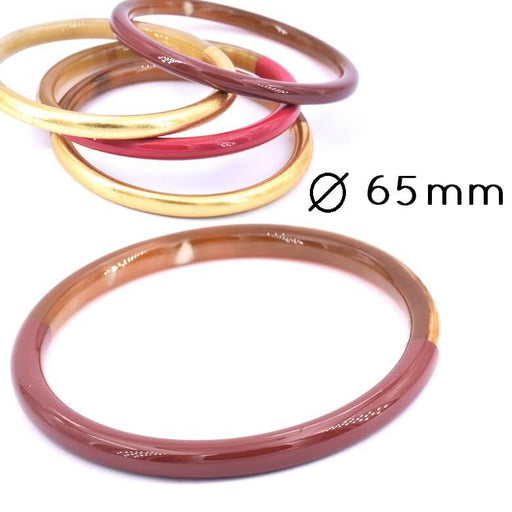 Buy Horn bangle bracelet Chocolate brown lacquered - 65mm - Thickness: 6mm (1)