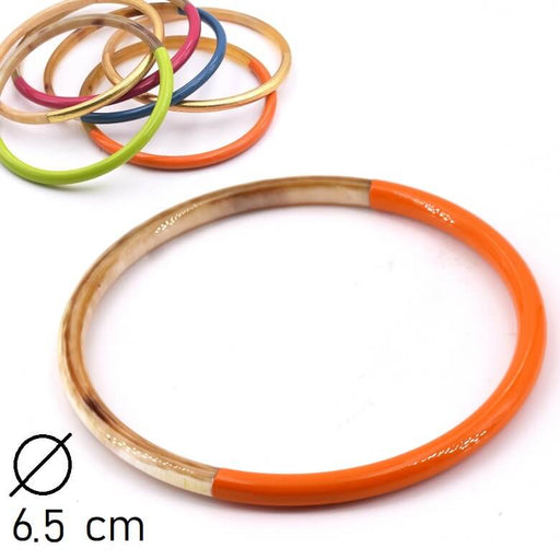 Horn bangle bracelet lacquered Tangelo orange - 65mm - Thickness: 3mm (1)