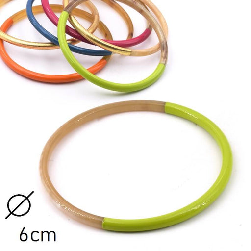 Horn bangle bracelet lacquered Love bird green 60-63mm - Thickness: 3mm (1)