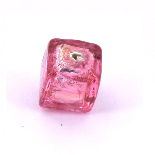 Buy Murano cube bead ruby and silver 6x6mm (1)