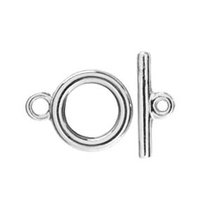 Toggle clasp medium metal silver plated 10mm (1)