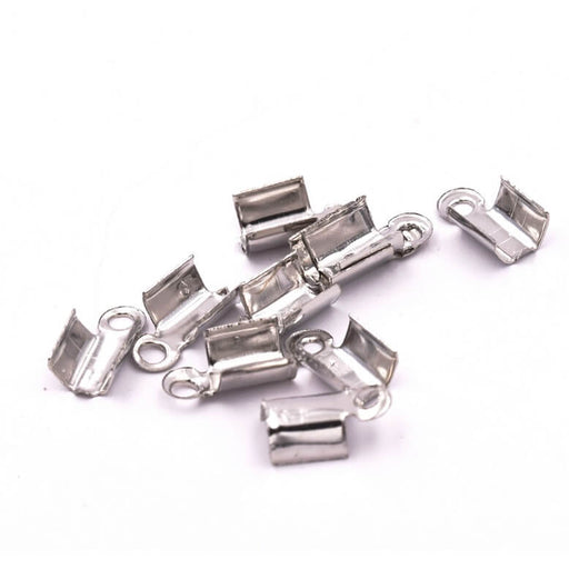 Buy Lace Clip Ends 6x4mm Brass Rhodium Plated (10)