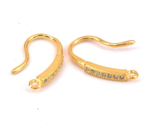 Buy Earrings Hooks 925 Gold Plated With Zircon 16mm