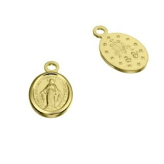 Buy Oval pendant Virgin Miraculous Medal 925 silver gold plated 1 micron 8x6mm (1)