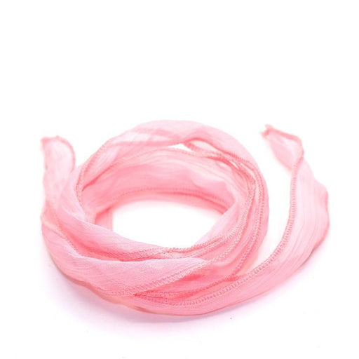 Pure hand dyed silk ribbon PINK - 15mm- 80cm (1)