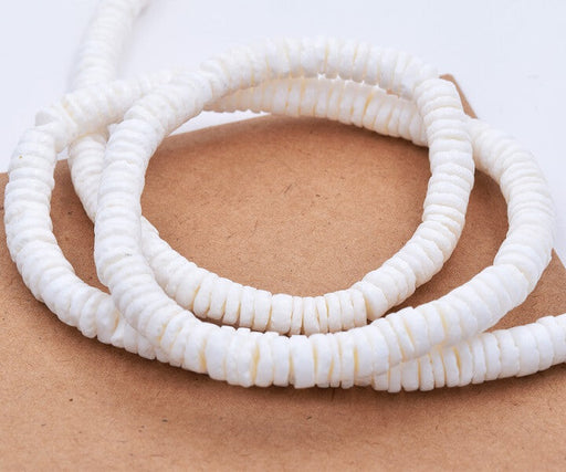 Buy Heishi Beads Rondelles White Shel 6-6.5x1.4mm (1 strand-60cm)