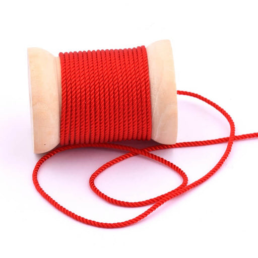 Buy Twisted silky nylon cord Red - 1.5mm (2m)