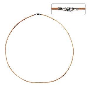 Leather necklace with sterling silver clasp natural 45cm (1)