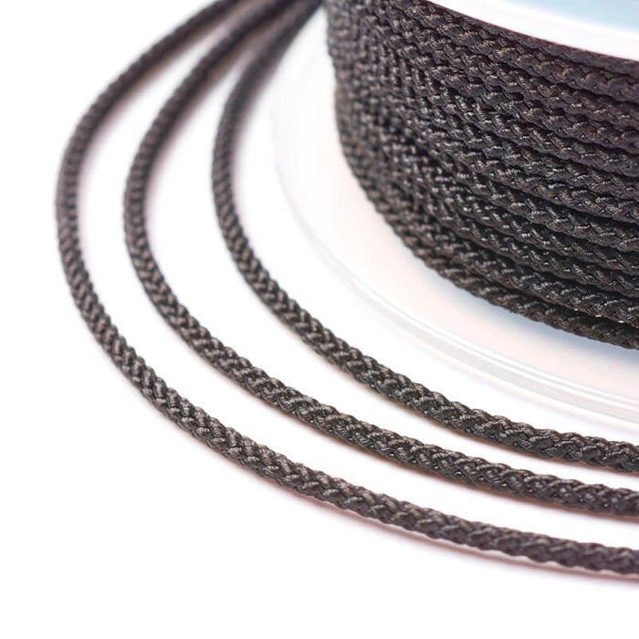 Braided Silky Nylon Cord Black - 1mm - 20m Spool (1)