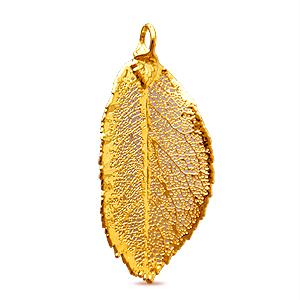 Real rose leaf pendant gold 24K 50mm (1)