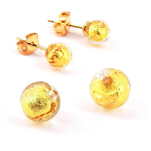 Buy Murano Beads Round Half-drilled Crystal and Gold 6mm (2)