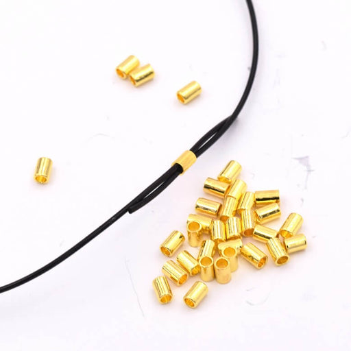Buy Crimp Beads Gold Metal Tube For Elastic cord 0.8mm - 80 pieces (1)