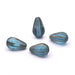 Czech pressed glass Drop blue Opalé and gold 13x7mm (4)