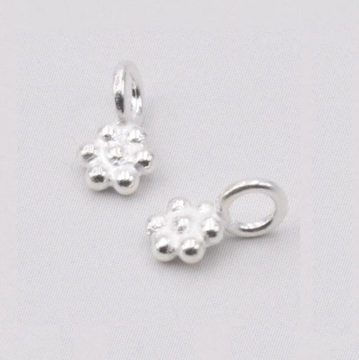 Tiny Beaded Flower Charm 925 Sterling Silver Mini Beaded Flower Charm - 5mm (2)