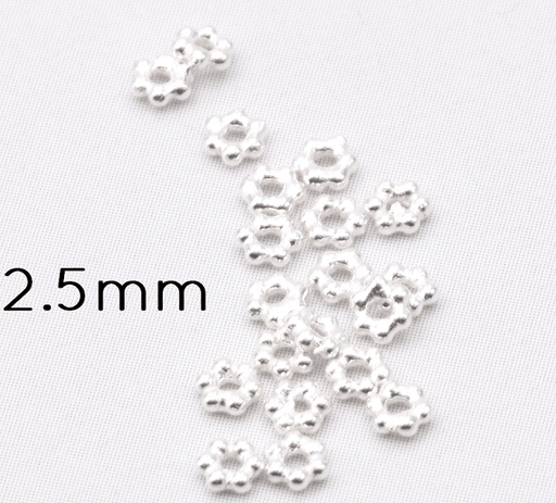 Buy Tiny Heishi Flower Rondelle Bead 925 Sterling Silver 2,5mm - Hole: 0.8mm (20)