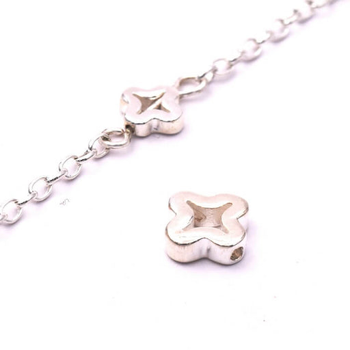 Tiny Bead Clover cross Sterling Silver Hollow - 6mm - Hole: 0.8mm (1)