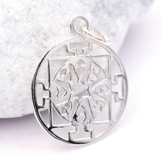 Buy Pendant Geometric Round Sterling Silver - 18mm With Ring (1)