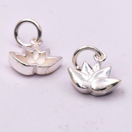 Buy Charm Pendant Lotus Sterling Silver- 11x9mm With 6mm Ring (1)
