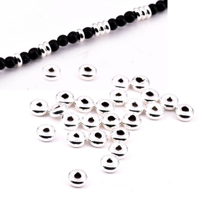 Heishi Rondelle Beads Sterling Silver - 3.5x2mm Hole: 1mm (20)