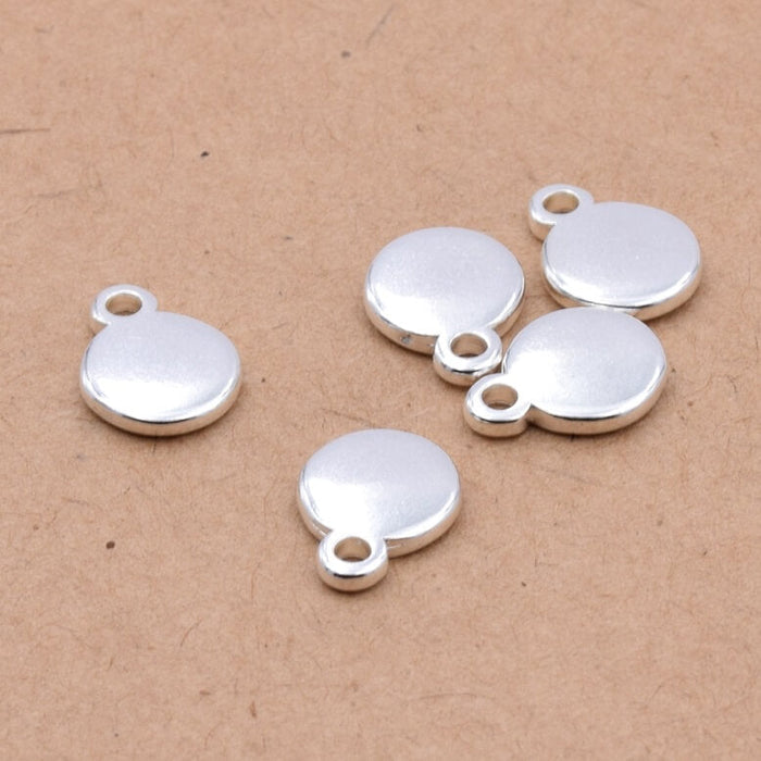 Round charm pendant Sterling silver plated - 10 microns - 8mm (3)