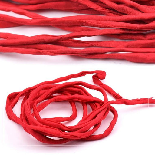 Natural Silk Cord Hand Dyed Red 2mm (1m)