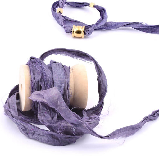 Buy Silk Ribbon Plum Purple Crinkled Frayed Recycled Sari 3cm (1m)