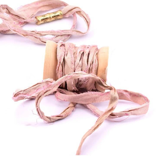 Buy Silk Ribbon Rosewood Crinkle Frayed Recycled Sari - 3cm unfolded (1m)