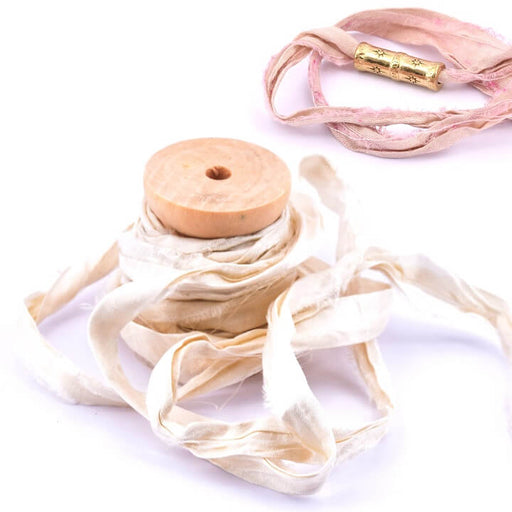 Buy Silk Ribbon Cream White Crumpled Frayed Recycled Sari 3cm (1m)