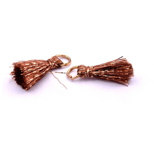 Buy Tiny tassel brown and metallic thread 15mm (2)