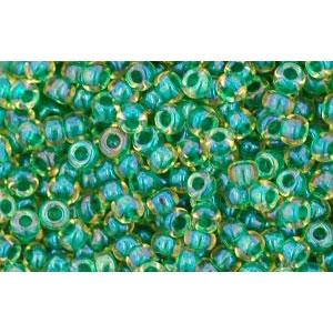Cc242 - Toho beads 11/0 luster jonquil/emerald lined (10g)