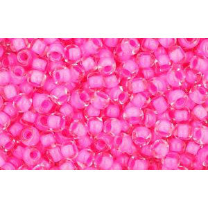 cc965 - Toho beads 11/0 crystal/ carnation lined (10g)