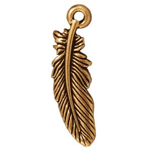 Buy Feather charm metal antique gold plated (1)