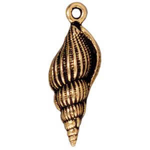 Buy Spindle charm shell metal antique gold plated 25mm (1)