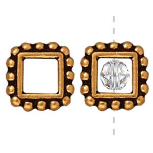 Buy Square bead frame metal antique gold plated for 6mm beads 11mm (1)
