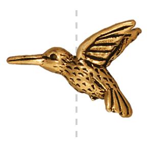 Hummingbird bead metal antique gold plated 13x18mm (1)